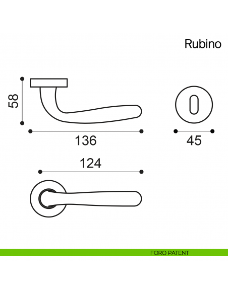 Maniglia per porta Rubino Manital foro patent