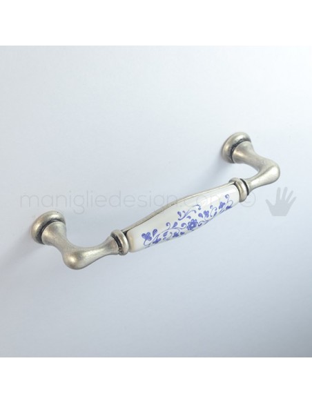 Maniglia per mobile ceramica avorio decorata Metal Style