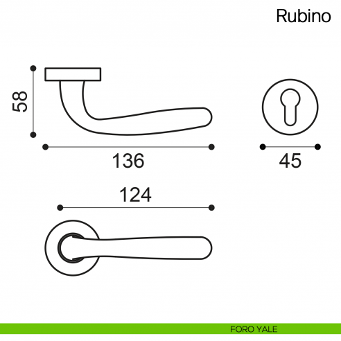 Maniglia per porta Rubino Manital foro yale
