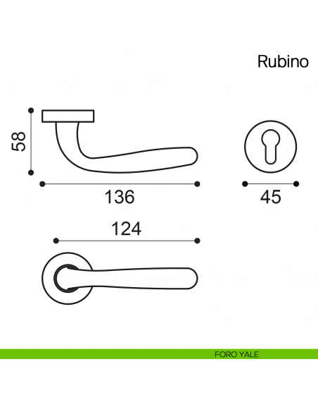 Maniglia per porta Rubino Manital foro yale