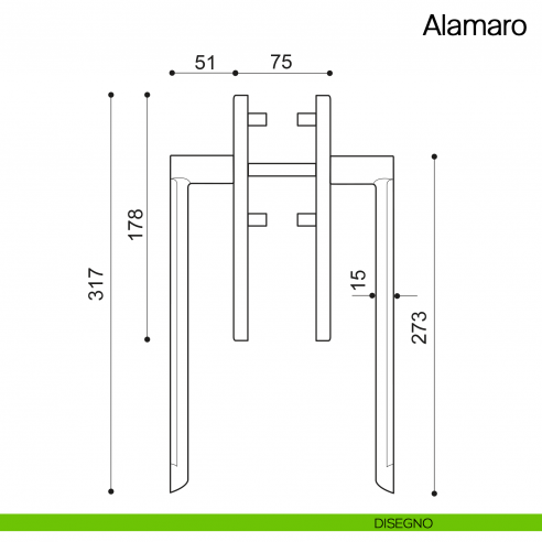 Maniglione per alzante scorrevole Alamaro Manital accoppiato disegno