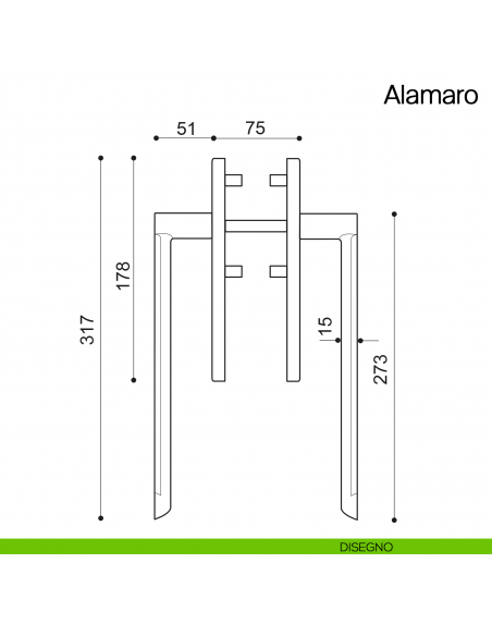 Maniglione per alzante scorrevole Alamaro Manital accoppiato disegno