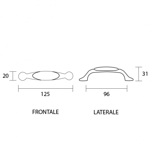 Maniglia per mobile ceramica avorio Metal Style disegno