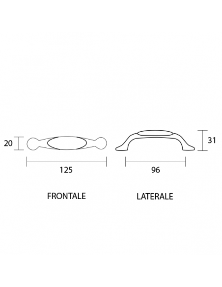 Maniglia per mobile ceramica avorio Metal Style disegno