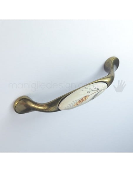 Maniglia per mobile ceramica avorio spiga di grano Metal Style
