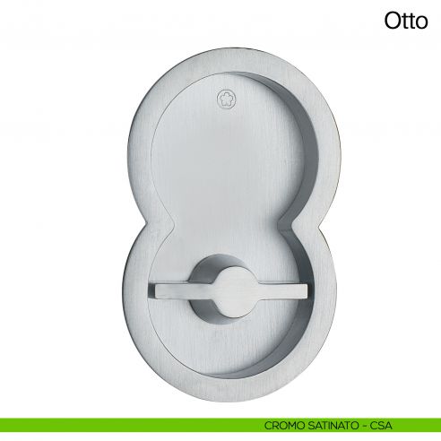 Maniglia per porta scorrevole Otto Manital con nottolino, trascinatore e serratura cromato satinato