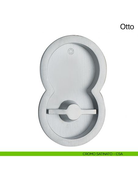 Maniglia per porta scorrevole Otto Manital con nottolino, trascinatore e serratura cromato satinato