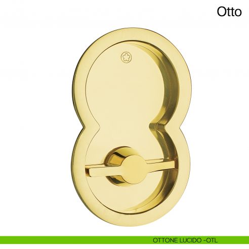 Maniglia per porta scorrevole Otto Manital con nottolino, trascinatore e serratura ottone lucido