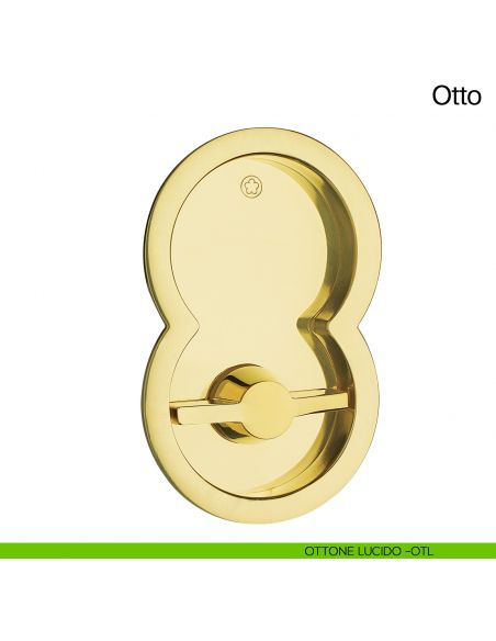 Maniglia per porta scorrevole Otto Manital con nottolino, trascinatore e serratura ottone lucido