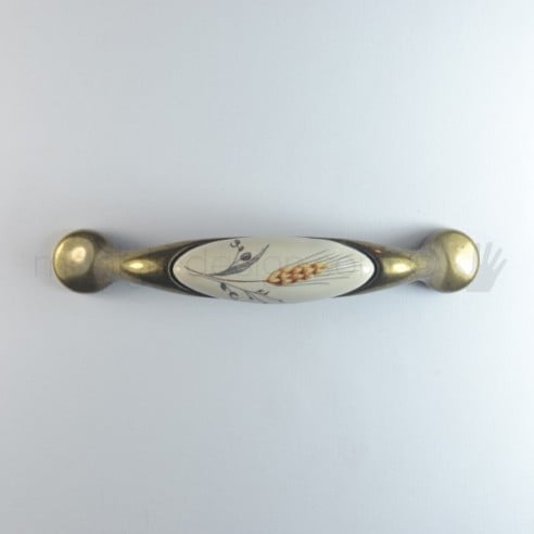 Maniglia per mobile ceramica avorio spiga di grano Metal Style