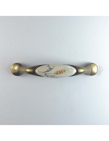 Maniglia per mobile ceramica avorio spiga di grano Metal Style