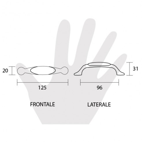 Maniglia per mobile ceramica avorio spiga di grano Metal Style disegno