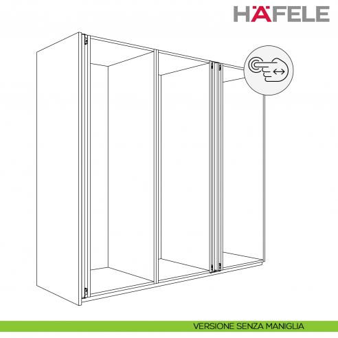 Guarnitura per ante rientranti Hafele Hawa Concepta III 25-35 Push senza maniglia