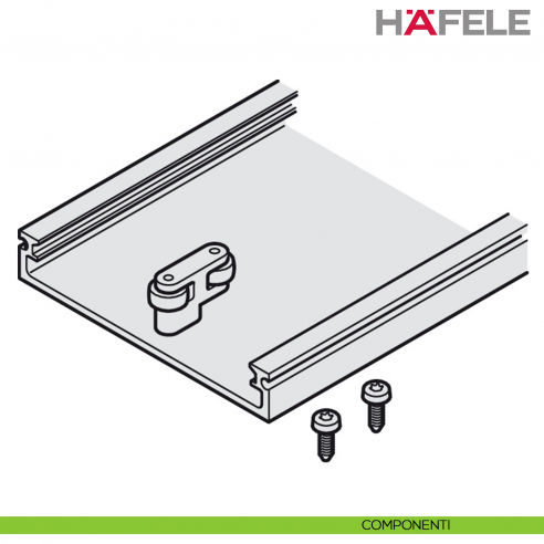 Connector inferiore 110 mm per due porte a scomparsa girevoli Hafele Hawa Concepta III - componenti