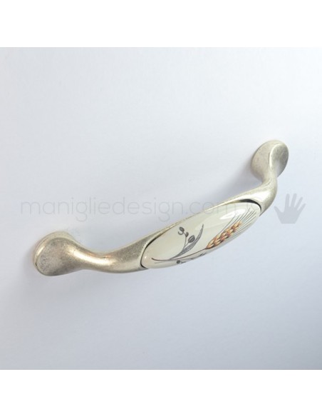 Maniglia per mobile ceramica avorio spiga di grano Metal Style