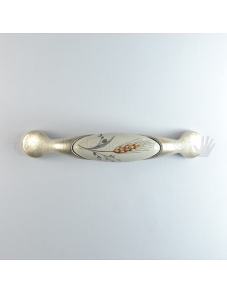 Maniglia per mobile ceramica avorio spiga di grano Metal Style