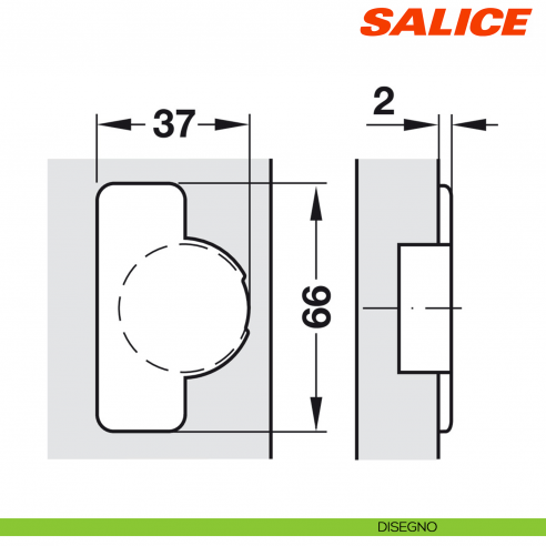 Cerniera Salice C2ARA99 Push apertura 155 gradi collo 0 per ante senza maniglia - disegno
