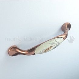 Maniglia per mobile ceramica avorio spiga di grano Metal Style