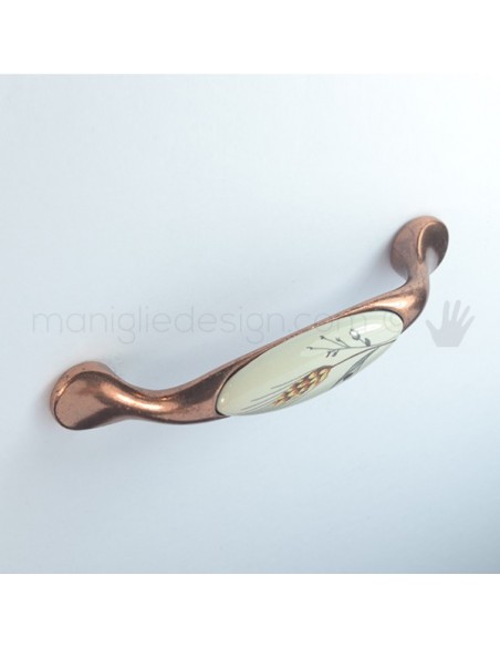 Maniglia per mobile ceramica avorio spiga di grano Metal Style