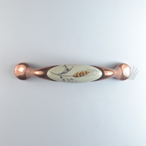 Maniglia per mobile ceramica avorio spiga di grano Metal Style