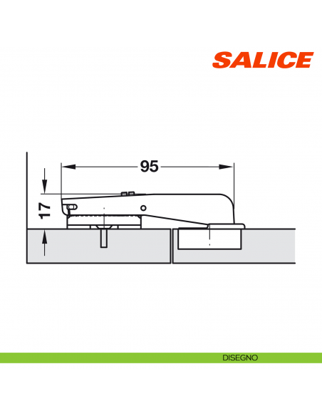 Cerniera Salice C2AVN99AC Push controcollo per apertura dell'anta senza maniglia - disegno