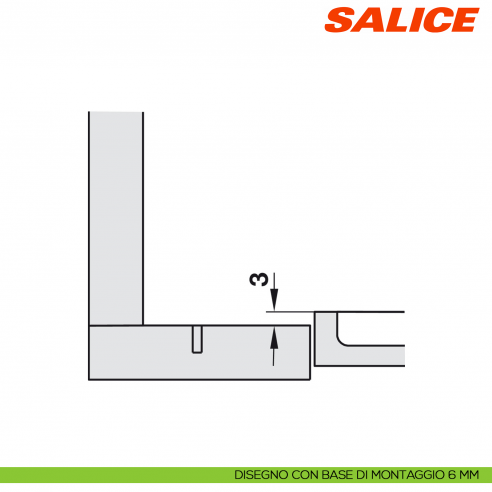 Cerniera Salice C2AVN99AC Push controcollo per apertura dell'anta senza maniglia - disegno base H 6