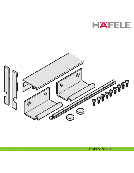 Set di Connector 55 mm per collocamento lato esterno con il mobile Hafele Hawa Concepta III - componenti