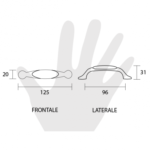 Maniglia per mobile ceramica avorio spiga di grano Metal Style disegno