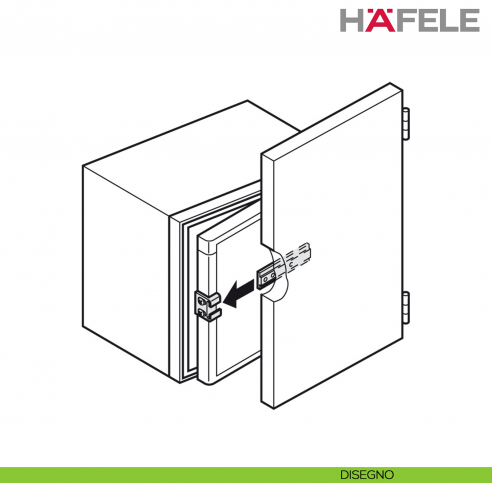 Cerniera di trascinamento per frigoriferi da incasso Hafele da avvitare dietro l'anta del mobile - disegno