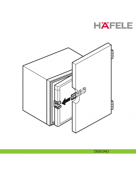 Cerniera di trascinamento per frigoriferi da incasso Hafele da avvitare dietro l'anta del mobile - disegno