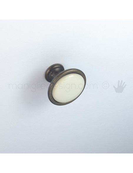 Pomello per mobile ceramica avorio Metal Style