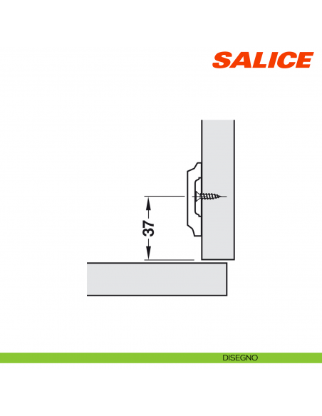 Base H 3 a croce Serie 200 montaggio tradizionale per cerniera Salice B2V3H39 - disegno