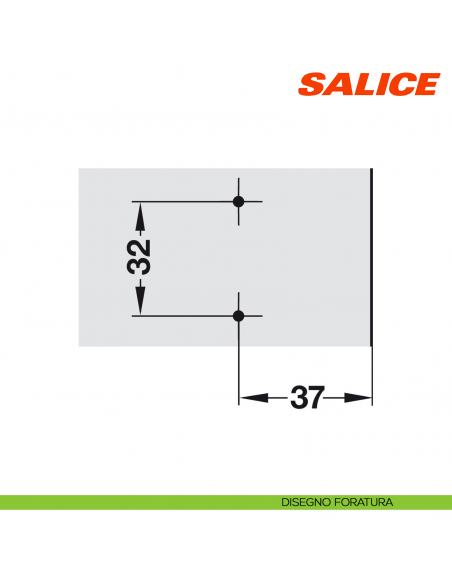 Base H 3 a croce Serie 200 montaggio tradizionale per cerniera Salice B2V3H39 - disegno foratura