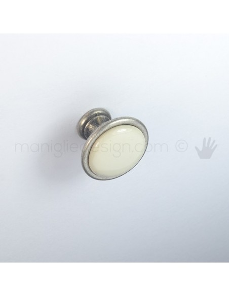 Pomello per mobile ceramica avorio Metal Style