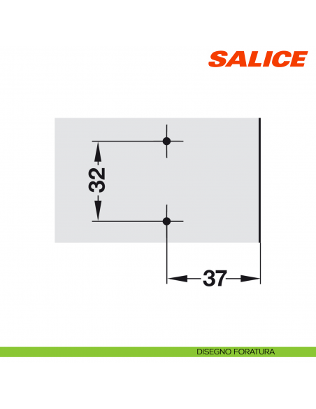 Base H 2 a croce Domi a innesto rapido con clip e regolabile per cerniera Salice BAR3R29 - disegno foratura