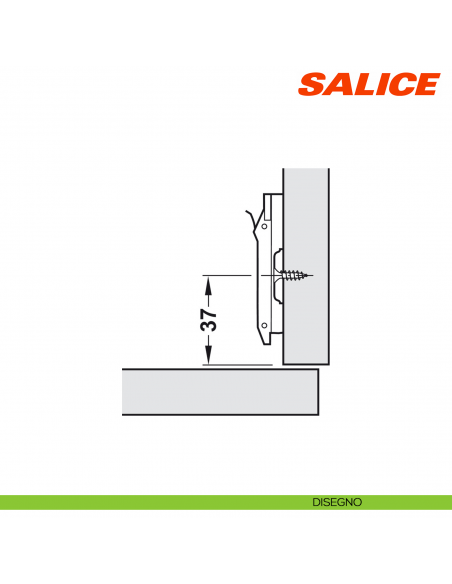 Base H 3 a croce Domi a innesto rapido con clip e regolabile per cerniera Salice BAR3R39 - disegno