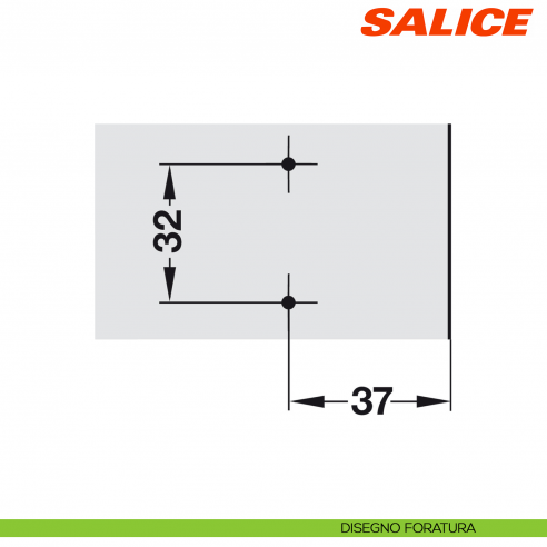 Base H 3 a croce Domi a innesto rapido con clip e regolabile per cerniera Salice BAR3R39 - disegno foratura