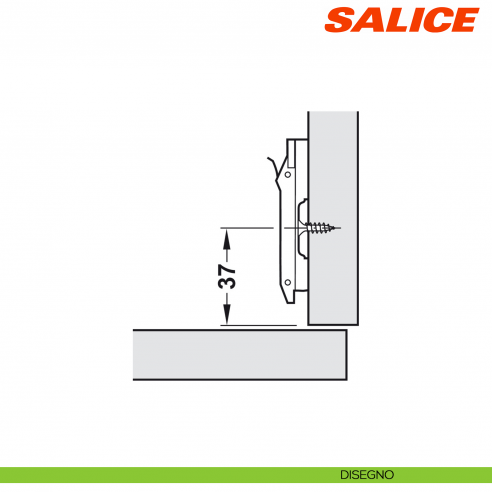 Base H 6 a croce Domi a innesto rapido con clip e regolabile per cerniera Salice BAR3R69 - disegno