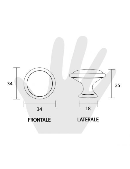 Pomello per mobile ceramica avorio spiga di grano Metal Style disegno
