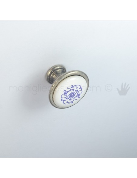 Pomello per mobile ceramica avorio decorata Metal Style