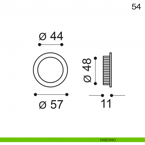 Maniglia incasso tonda cieca Manital art.54 disegno