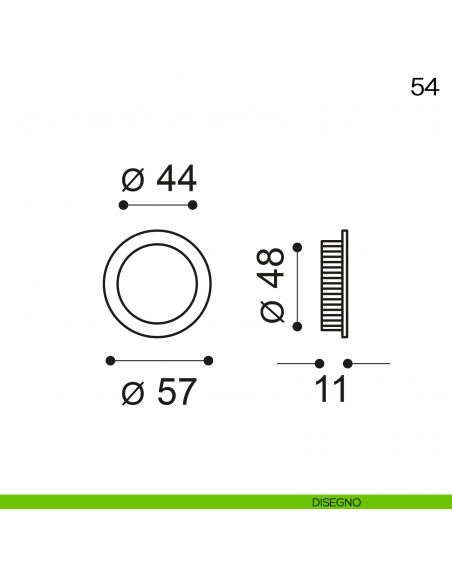 Maniglia incasso tonda cieca Manital art.54 disegno