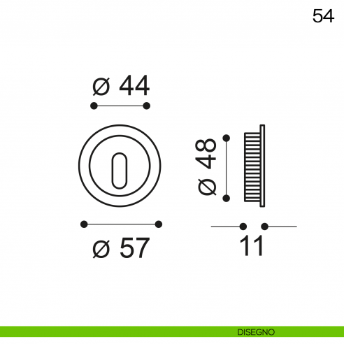 Maniglia incasso tonda foro chiave Manital art.54 disegno