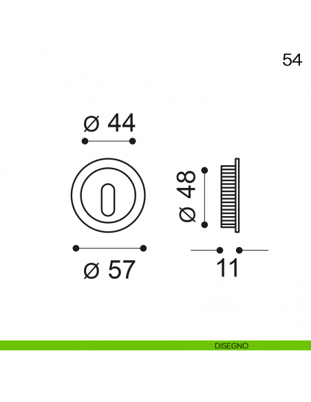 Maniglia incasso tonda foro chiave Manital art.54 disegno