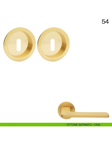 Maniglia incasso tonda foro chiave Manital art.54 ottone satinato