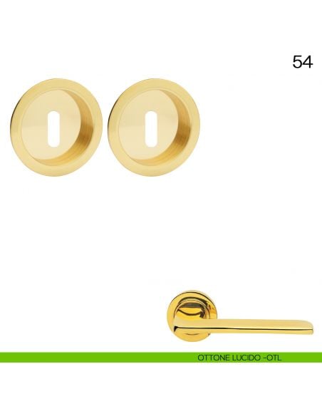 Maniglia incasso tonda foro chiave Manital art.54 ottone lucido