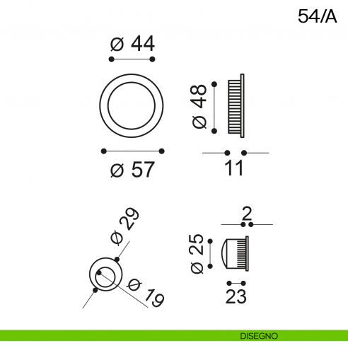 Maniglia incasso tonda cieca con trascinatore Manital art.54/A disegno