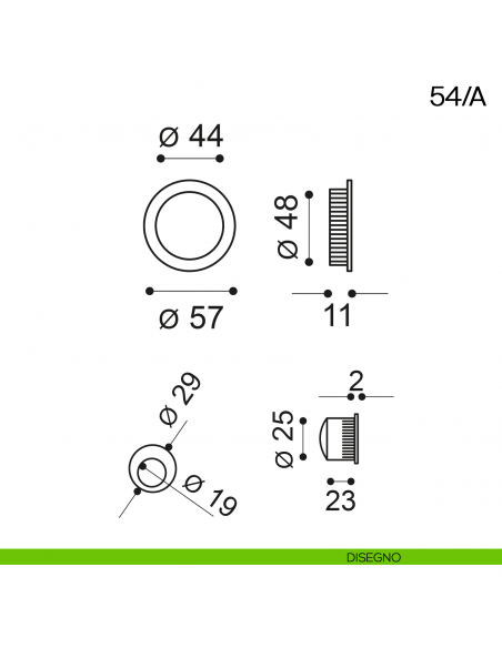 Maniglia incasso tonda cieca con trascinatore Manital art.54/A disegno