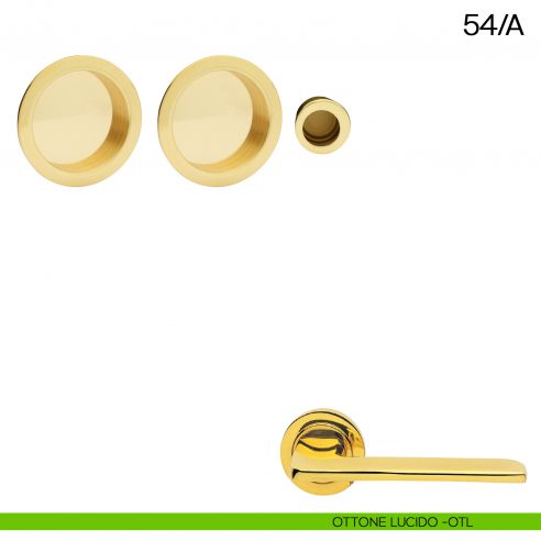 Maniglia incasso tonda cieca con trascinatore Manital art.54/A ottone lucido