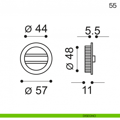 Maniglia incasso tonda con nottolino Manital art.55 disegno